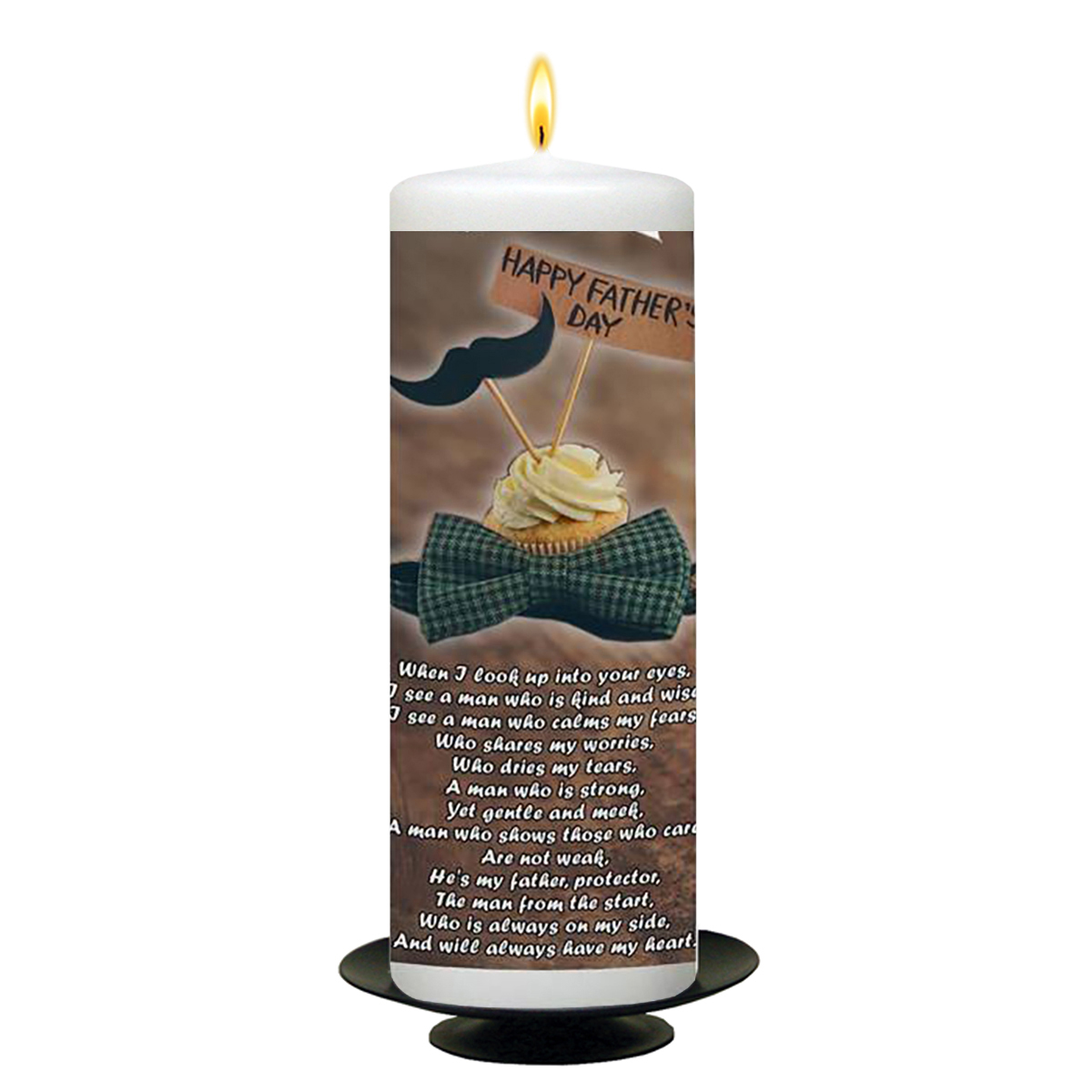 Personalised Fathers Day Gift Candle - Cup Cake & Bow Tie